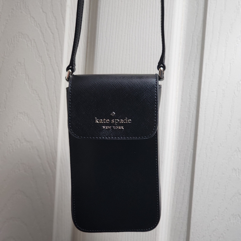 Kate Spade Staci Nort South Black Saffiano Leather Crossbody Phone Bag - Picture 2 of 14